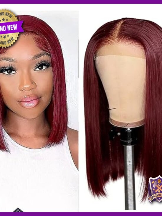Human Hair Bob Wig 12 Inch Lace Front Glueless Pre Plucked 180% Density main image 5